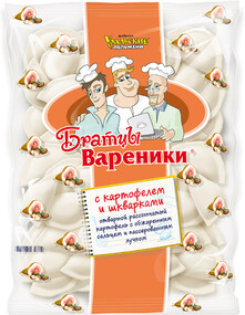 БРАТЦЫ ВАРЕНИКИ С КАРТОФЕЛЕМ И БЕКОНОМ фас.900гр.