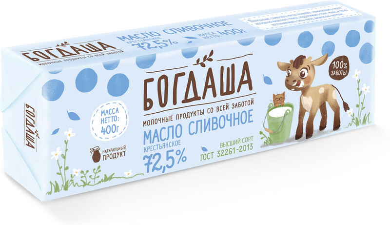 Масло сливочное «Богдаша» крестьянское 72,5%, 400 г