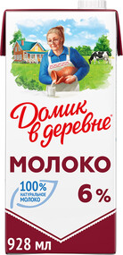 Молоко Домик в деревне ультрапастеризованное 6% 950 г