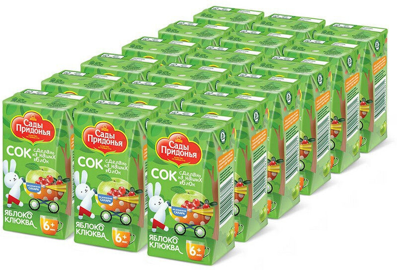 Д/п сок САДЫ ПРИДОНЬЯ из яблок и клюквы освет. восст. 125мл
