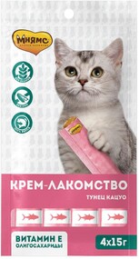 Крем-лакомство для кошек «Мнямс» с тунцом Кацуо, 4x15 г