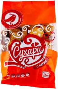 Сухари АШАН Красная птица с маком, 300 г