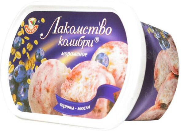 Мороженое сливочное Лакомство колибри Черника мюсли, 250 г