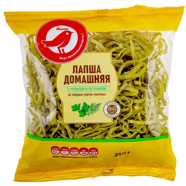 Лапша АШАН Красная птица домашняя с укропом и петрушкой, 250 г