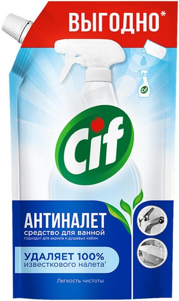 Чистящее средство для ванной Cif Легкость чистоты антиналет, 500 мл