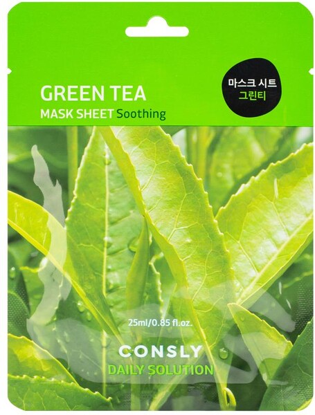 Маска тканевая для лица CONSLY с экстрактом листьев зелёного чая, 25 мл