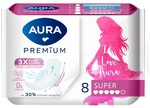 Прокладки женские гигиенические Aura Premium Super (8 штук в упаковке)