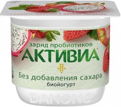 Йогурт Активиа Клубника Яблоко Питахайя без сахара 130г