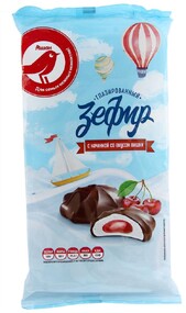 Зефир АШАН Красная птица в шоколаде с начинкой со вкусом вишни, 240 г