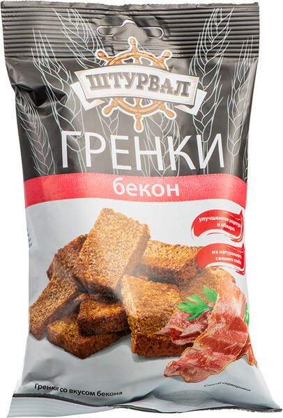 Гренки Штурвал ржано-пшеничные со вкусом бекона 100г Россия