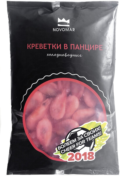 Креветки Novomar 90/120 северные с головой вареные замороженные 800 г