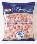 Креветки VICI Королевские очищенные с хвостиком варено-мороженые 41/50, 1 кг