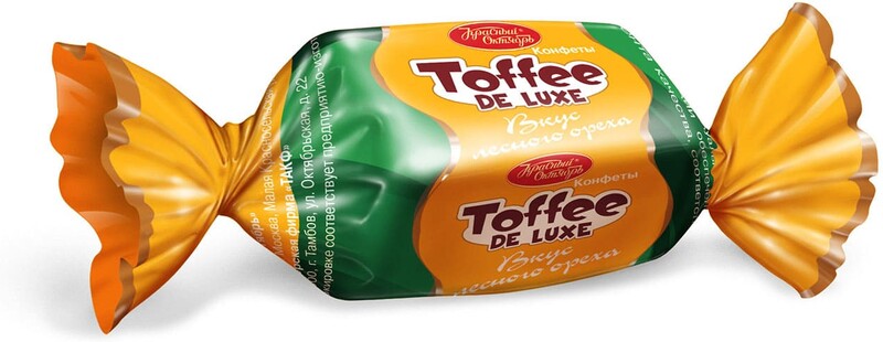 Конфеты TOFFEE DE LUXE со вкусом лесного ореха, Красный Октябрь