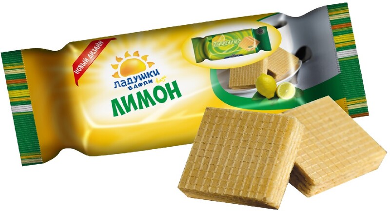 Вафли Воронежская КФ Ладушки лимон 100 гр., флоу-пак