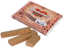 Вафли Обожайка кофе с молоком, Пензенская кондитерская фабрика, 225 гр.