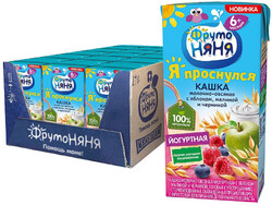 Каша Фруто Няня молочно-овсяная ягодное ассорти яблоко-малина-черника с добавлением йогурта  200мл тетра пак