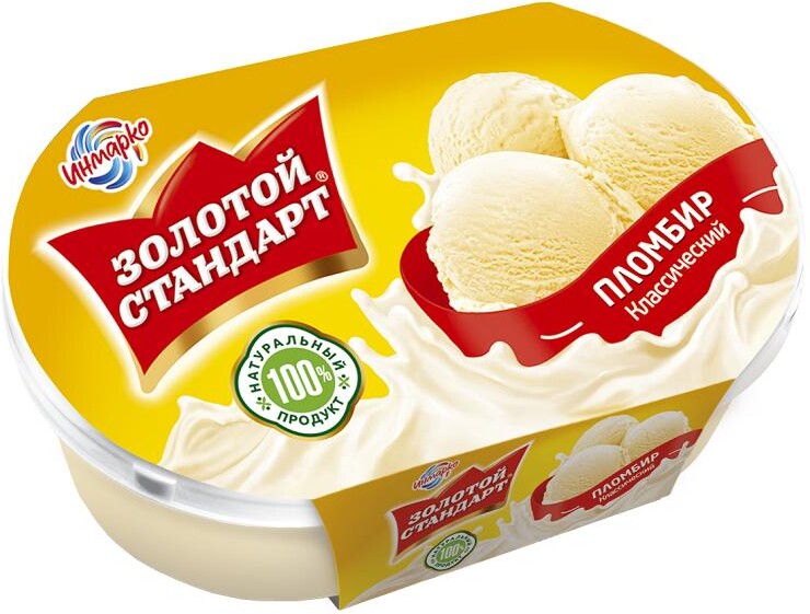 Мороженое Золотой Стандарт Ванильное, 2,2 кг., пластиковая упаковка