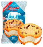 Мороженое брикет Bahroma Мишка на полюсе пломбир в сдобном печенье, 85 гр., флоу-пак