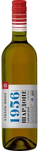 Вино столовое сухое белое Кубань-вино Шардоне 1956, 11,5-12,5 %, Россия, 750 мл., стекло