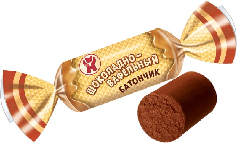 Конфеты Батончик шоколадно-вафельный, Шоколадная фабрика Новосибирская