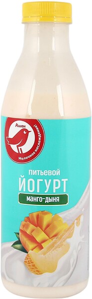 Йогурт питьевой АШАН Красная птица с кусочками манго и дыни 2,5% 750 мл