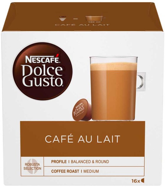 Капсулы Nescafe Dolce Gusto Cafe Au Lait 16 штук по 10 г