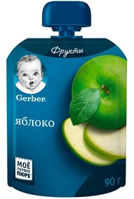 Пюре Gerber с яблоком без сахара с 4 месяцев 90 г