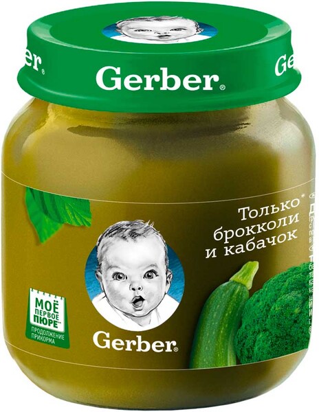 Пюре Gerber Только брокколи и кабачок без сахара с 5 месяцев 130 г