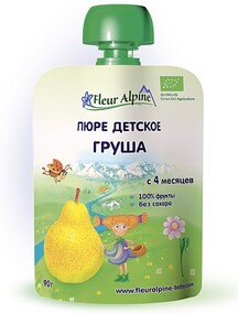 Пюре Fleur Alpine с грушей без сахара с 4 месяцев 90 г