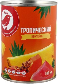 Тропический коктейль АШАН Красная птица ломтики, 580 мл