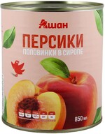 Персики консервированные АШАН Красная птица половинки в сиропе, 425 мл