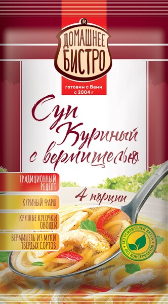 Суп ДОМАШНЕЕ БИСТРО Куриный с вермишелью, 60г