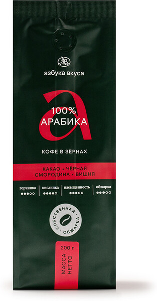 Кофейная смесь в зёрнах «Азбука вкуса» 100% Арабика 200 г, Россия