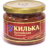 Килька балтийская обжаренная в томатном соусе, 270 грамм, ГОСТ, ключ, стекло
