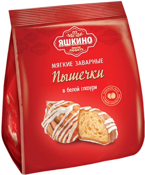 «Яшкино», печенье «Заварные пышечки» в белой глазури, заварное, 180 г