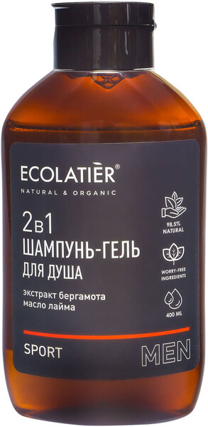 Шампунь-гель д/душа мужской Ecolatier 2в1 Sport 400мл
