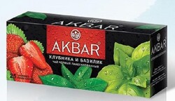 Чай Акбар Клубника и Базилик черн.аром. 25 пак*1,5 гр., картон