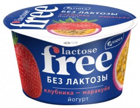 Йогурт Viola безлактозный FREE Клубника-Маракуйя 2,7% 180г, Россия