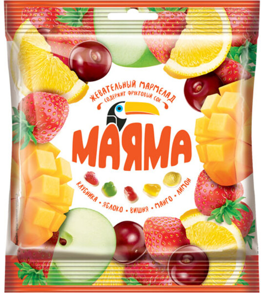 «Маяма», мармелад жевательный со вкусами клубники, яблока, вишни, манго, лимона, 70 г