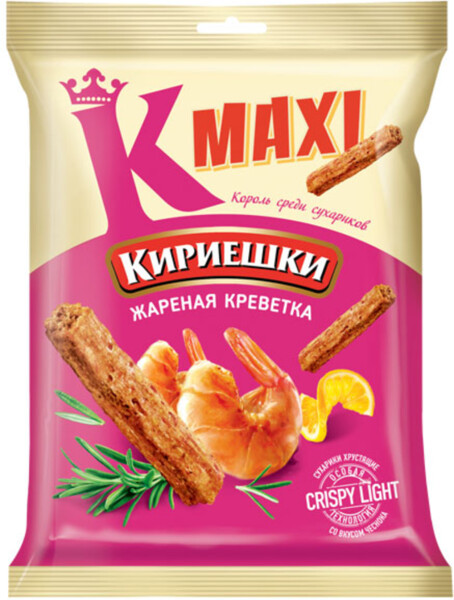 «Кириешки Maxi», сухарики со вкусом жареных креветок, 60 г