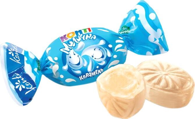 Карамель с молочным вкусом Konti, 250 гр., флоу-пак