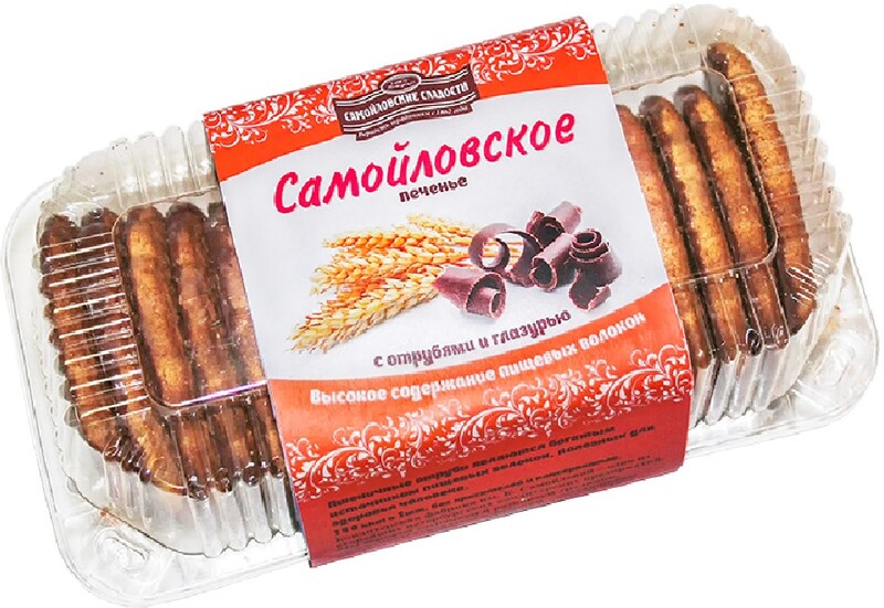 Печенье Самойловское сахарное с отрубями в глазури, Кондитерская фабрика им. К. Самойловой, 590 гр.