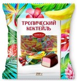 Конфеты Азовская КФ тропический коктейль помадные глазированные, 250 гр., флоу-пак