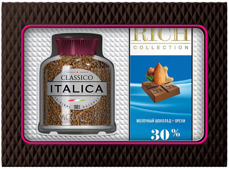 Подарочный набор Кофе Молочный шоколад с орехами 70г