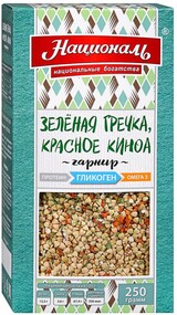 Смесь для гарнира НАЦИОНАЛЬ Гликоген, Зеленая гречка, красное киноа, 250г