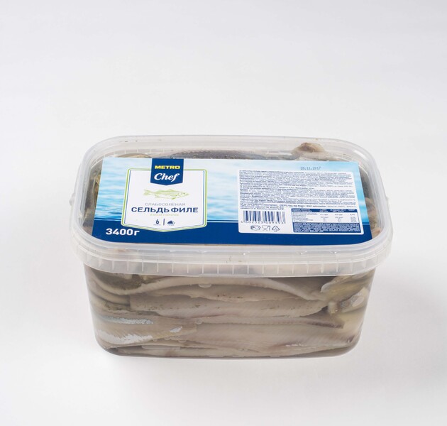 Сельдь Metro Chef слабосоленая в масле с укропом филе 3,4 кг