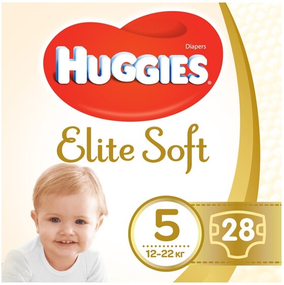 Подгузники Huggies Elite Soft Jumbo 5 размер 12-22 кг, 28 шт
