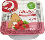 Творог детский Auchan Красная Птица малина земляника 4,2%, 100 г
