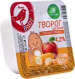 Творог детский Auchan Красная Птица яблоко банан 4,2%, 100 г