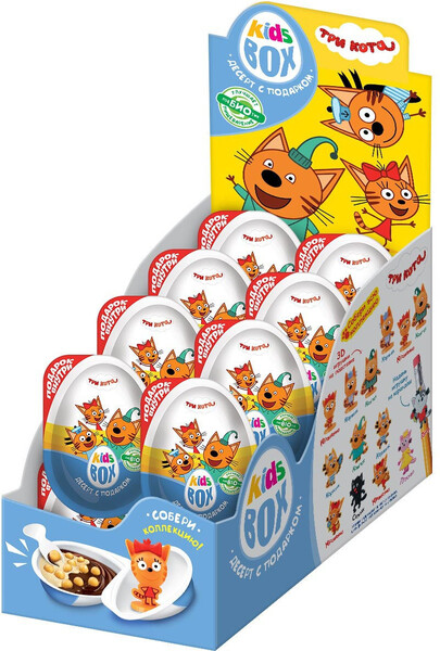 Кидсбокс ТРИ КОТА 2 десерт с подарком, 16шт по 20г.